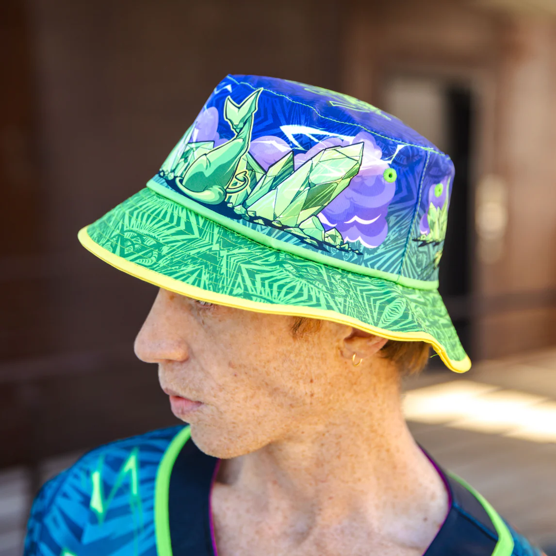 Dark Wobble Cat Bucket Hat - Image 5